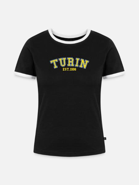 Turin gegründet 1996 - Frauen Kontrast-T-Shirt - Schwarz/Weiß