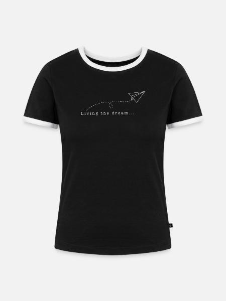 Den Traum leben - Frauen Kontrast-T-Shirt - Schwarz/Weiß