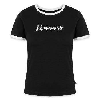 Schwimmerin - Frauen Kontrast-T-Shirt - Schwarz/Weiß - Vorne - Selfina (174cm)