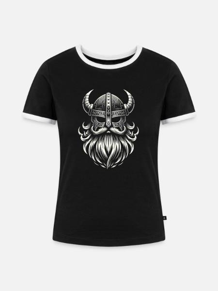 Tapferkeit der Wikinger - Frauen Kontrast-T-Shirt - Schwarz/Weiß