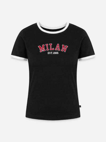 Milan_Est_2005 - Frauen Kontrast-T-Shirt - Schwarz/Weiß