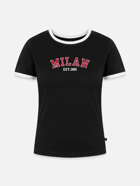 Milan_Est_1985 - Frauen Kontrast-T-Shirt - Schwarz/Weiß