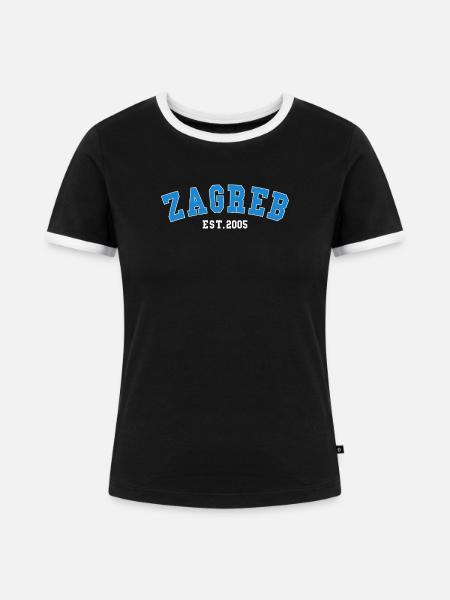Zagreb Est.2005 - Frauen Kontrast-T-Shirt - Schwarz/Weiß