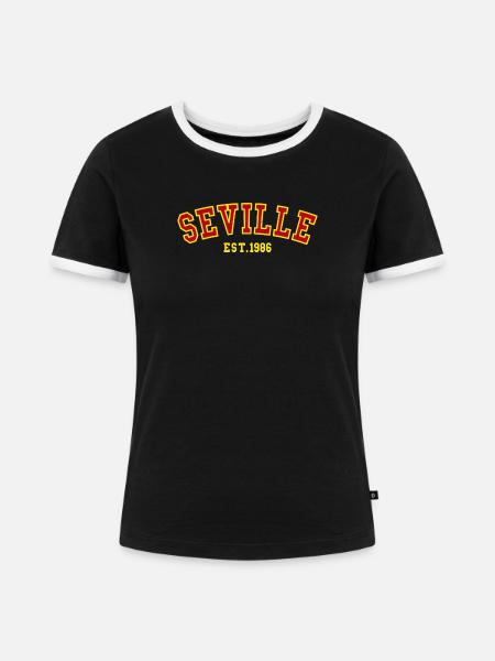 Sevilla gegründet 1986 - Frauen Kontrast-T-Shirt - Schwarz/Weiß