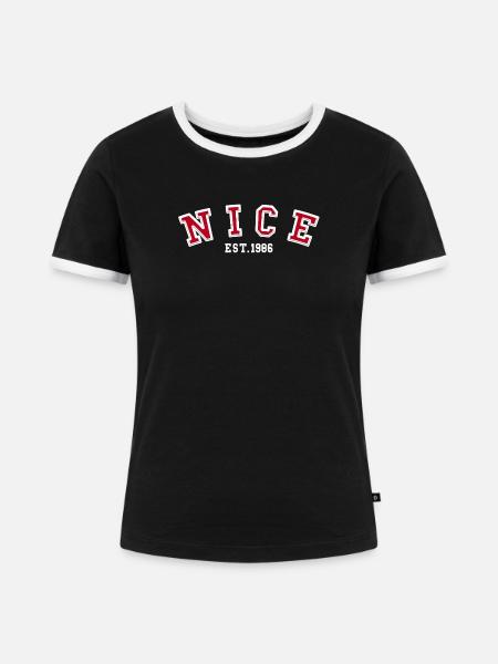 Nice, gegründet 1986 - Frauen Kontrast-T-Shirt - Schwarz/Weiß