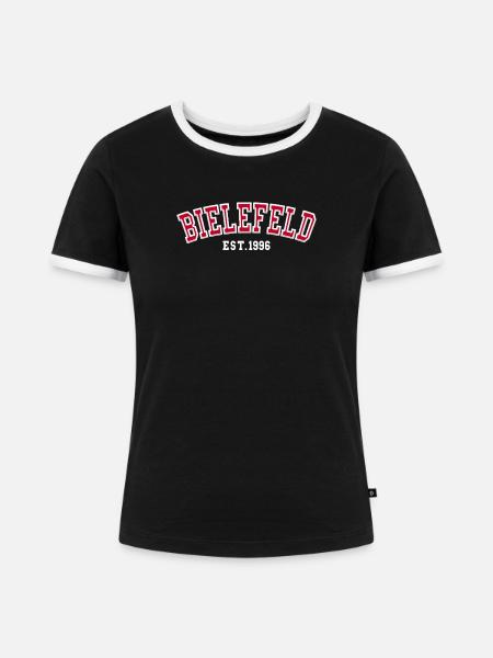 Bielefeld gegründet 1996 - Frauen Kontrast-T-Shirt - Schwarz/Weiß