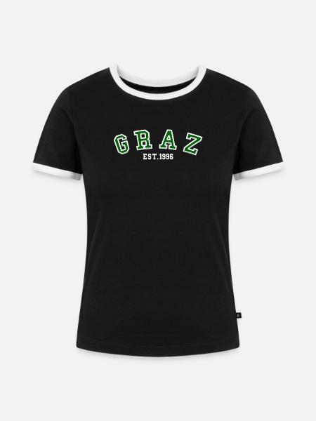 Graz gegründet 1996 - Frauen Kontrast-T-Shirt - Schwarz/Weiß