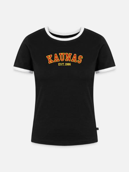 Kaunas gegründet 1986 - Frauen Kontrast-T-Shirt - Schwarz/Weiß