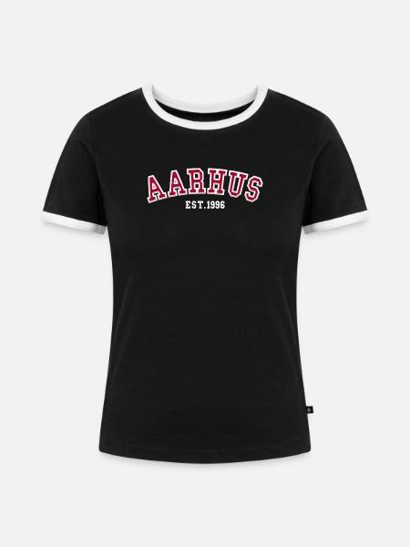 Aarhus gegründet 1996 - Frauen Kontrast-T-Shirt - Schwarz/Weiß
