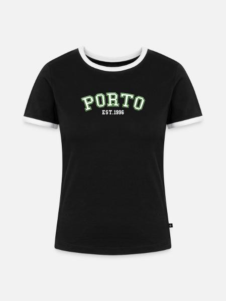 Porto gegründet 1996 - Frauen Kontrast-T-Shirt - Schwarz/Weiß
