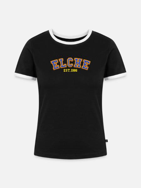 Elche, gegründet 1986 - Frauen Kontrast-T-Shirt - Schwarz/Weiß