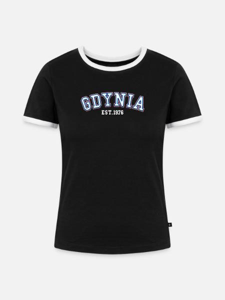 Gdynia gegründet 1976 - Frauen Kontrast-T-Shirt - Schwarz/Weiß