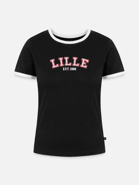 Lille gegründet 1986 - Frauen Kontrast-T-Shirt - Schwarz/Weiß