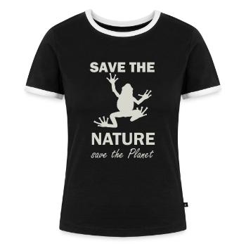 save the nature save the planet naturschutz - Frauen Kontrast-T-Shirt - Schwarz/Weiß - Vorne - Selfina (174cm)