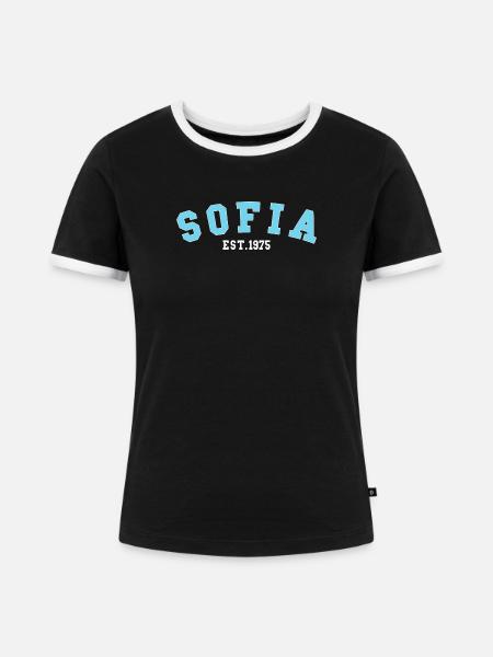 Sofia_Est_1975 - Frauen Kontrast-T-Shirt - Schwarz/Weiß
