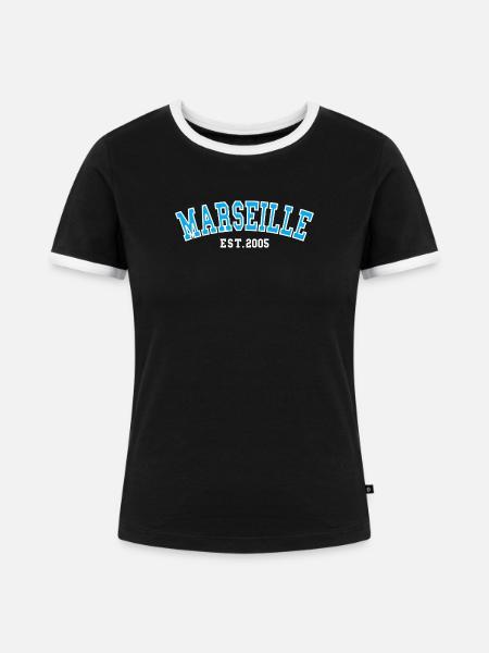 Marseille Est.2005 - Frauen Kontrast-T-Shirt - Schwarz/Weiß