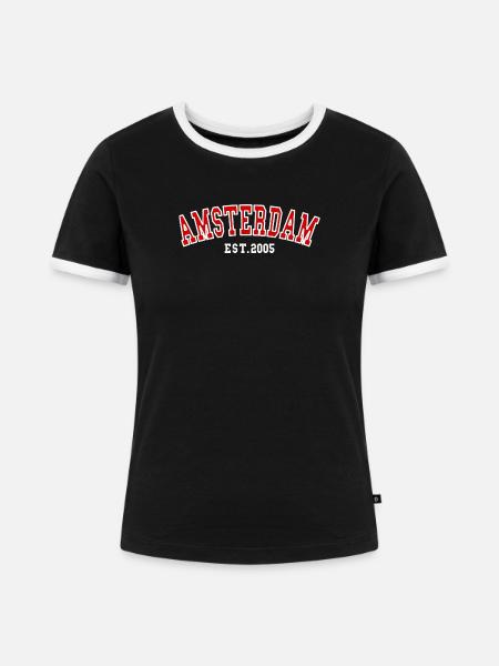 Amsterdam Est.2005 - Frauen Kontrast-T-Shirt - Schwarz/Weiß