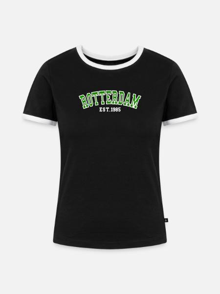 Rotterdam Est.1985 - Frauen Kontrast-T-Shirt - Schwarz/Weiß