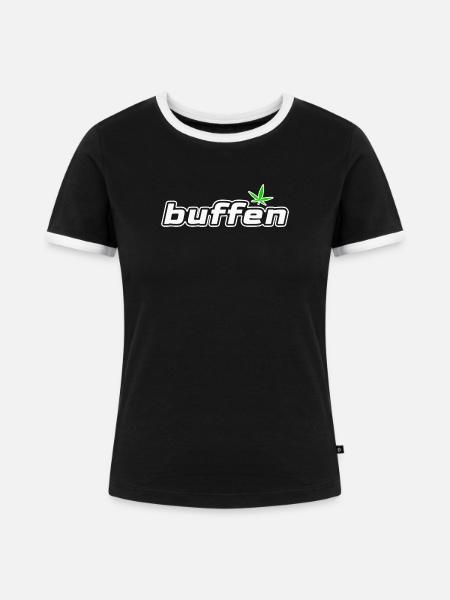 buffen – Minimalist Statement - Frauen Kontrast-T-Shirt - Schwarz/Weiß