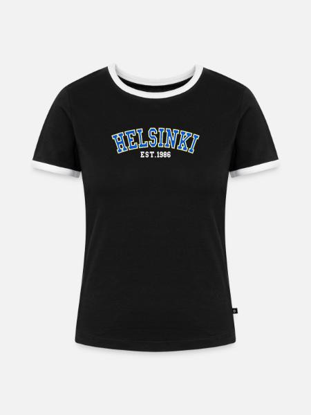 Helsinki gegründet 1986 - Frauen Kontrast-T-Shirt - Schwarz/Weiß
