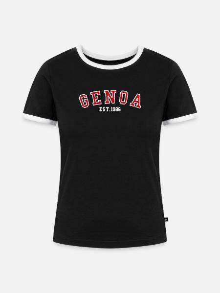 Genua gegründet 1986 - Frauen Kontrast-T-Shirt - Schwarz/Weiß