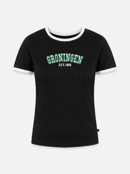 Groningen gegründet 1966 - Frauen Kontrast-T-Shirt - Schwarz/Weiß