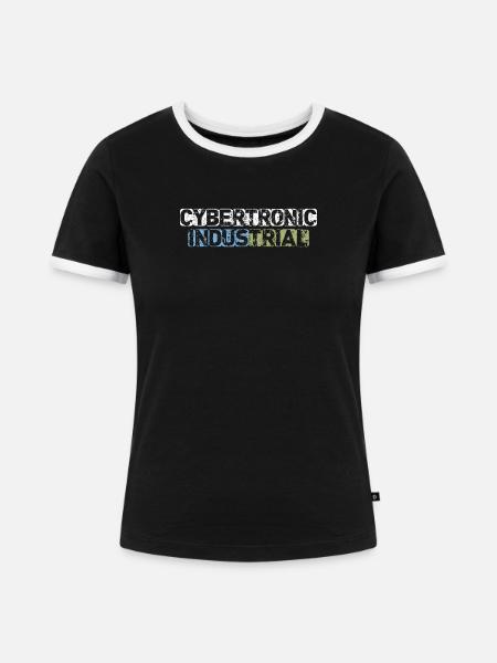 Cybertronic Industrial - Frauen Kontrast-T-Shirt - Schwarz/Weiß