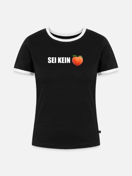 Sei Kein Peach - Frauen Kontrast-T-Shirt - Schwarz/Weiß