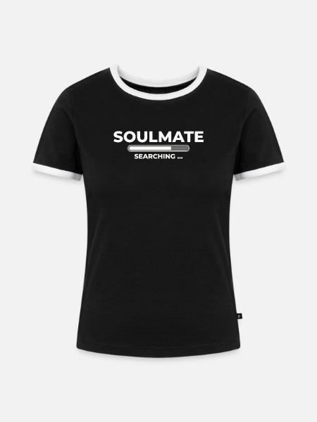 SEARCHING SOULMATE - Frauen Kontrast-T-Shirt - Schwarz/Weiß