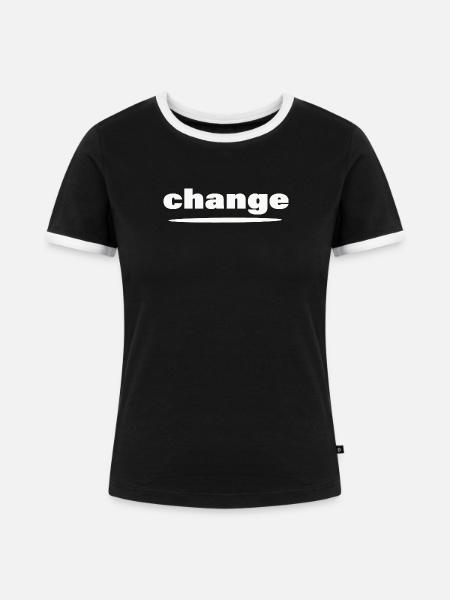 CHANGE - Frauen Kontrast-T-Shirt - Schwarz/Weiß
