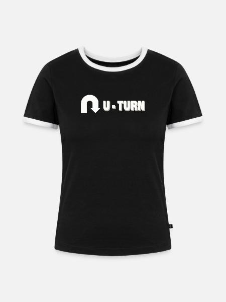 U-TURN - Frauen Kontrast-T-Shirt - Schwarz/Weiß