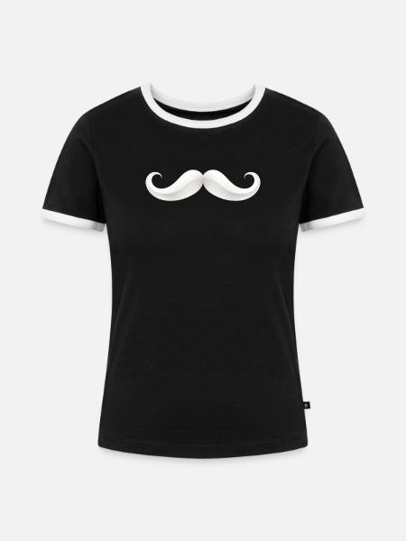 Weißer Schnurrbart Print - Frauen Kontrast-T-Shirt - Schwarz/Weiß
