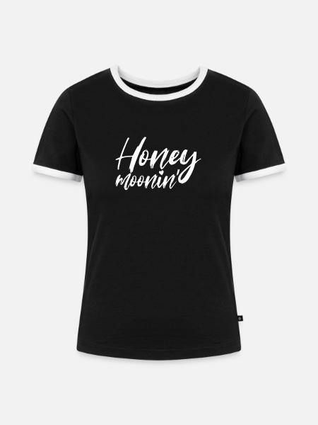 Honeymoonin-Hochzeitsreise-Braut-Bräutigam-passend - Frauen Kontrast-T-Shirt - Schwarz/Weiß