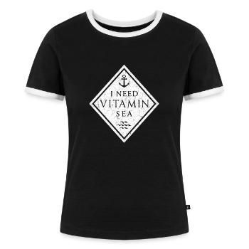 I NEED VITAMIN SEA - Frauen Kontrast-T-Shirt - Schwarz/Weiß - Vorne - Selfina (174cm)