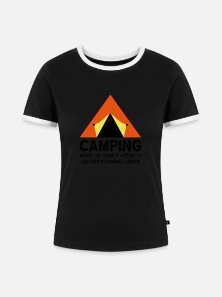 Camping - Frauen Kontrast-T-Shirt - Schwarz/Weiß