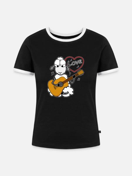Akustische Gitarre spielen - Frauen Kontrast-T-Shirt - Schwarz/Weiß