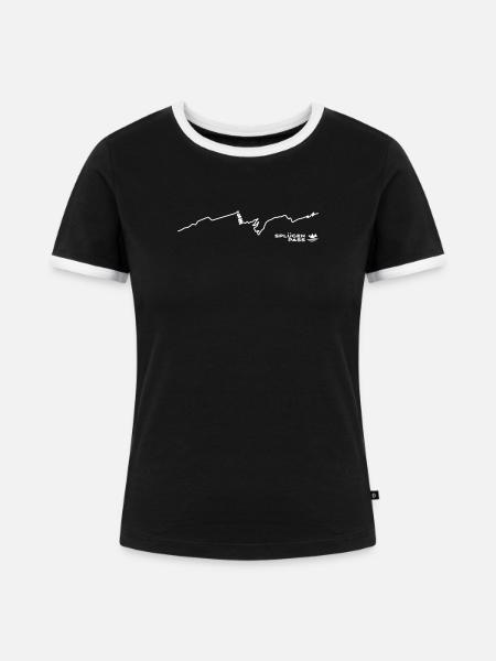 Splügenpass Straßenverlauf - Frauen Kontrast-T-Shirt - Schwarz/Weiß