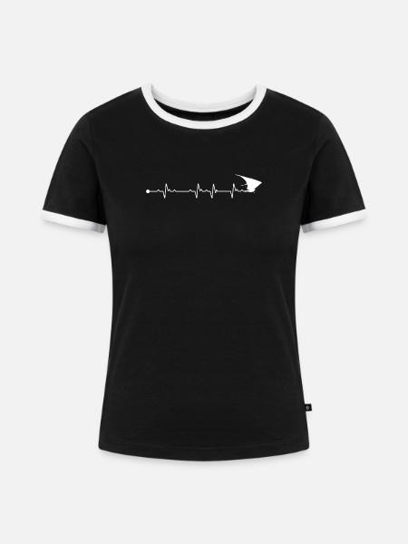 Heartbeat Hängegleiter - Frauen Kontrast-T-Shirt - Schwarz/Weiß