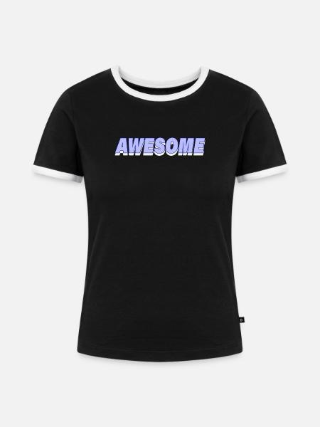 AWESOME - Frauen Kontrast-T-Shirt - Schwarz/Weiß