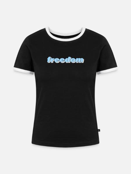 FREEDOM - Frauen Kontrast-T-Shirt - Schwarz/Weiß