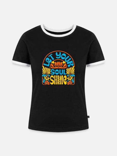 Sommerliche retro-kunst - Frauen Kontrast-T-Shirt - Schwarz/Weiß