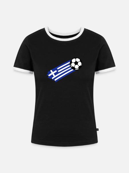 griechenland flagge - Frauen Kontrast-T-Shirt - Schwarz/Weiß