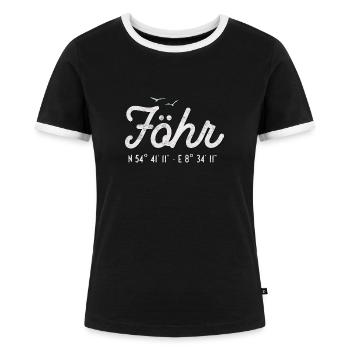 Nordsee Insel Föhr im Wattenmeer - Frauen Kontrast-T-Shirt - Schwarz/Weiß - Vorne - Selfina (174cm)