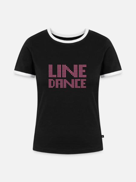 Line Dance - Linedance - Frauen Kontrast-T-Shirt - Schwarz/Weiß