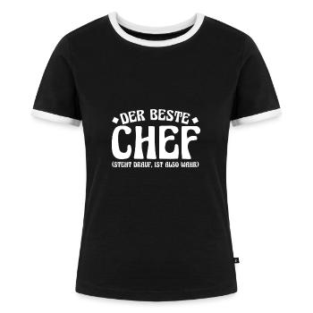 Teamleiter Chef Abschied - Frauen Kontrast-T-Shirt - Schwarz/Weiß - Vorne - Selfina (174cm)
