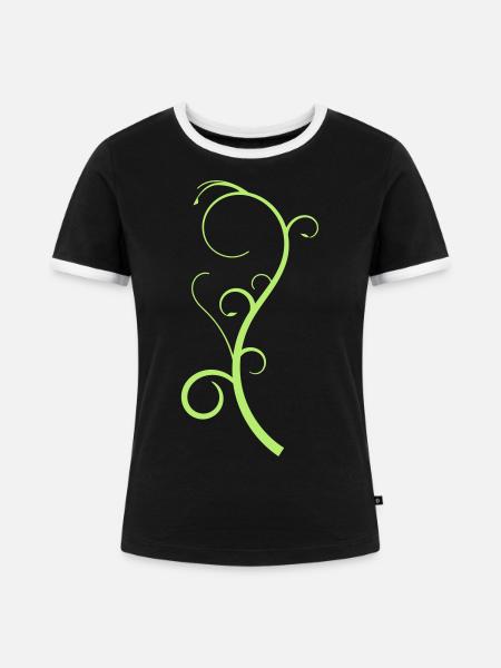 Floral - Frauen Kontrast-T-Shirt - Schwarz/Weiß