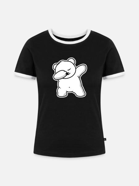 Winter Baer Eisbaer Dab - Frauen Kontrast-T-Shirt - Schwarz/Weiß