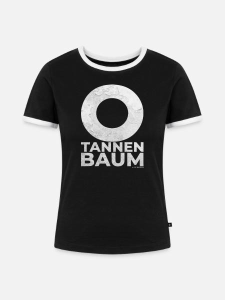 Tannenbaum Stein-Typo - Frauen Kontrast-T-Shirt - Schwarz/Weiß