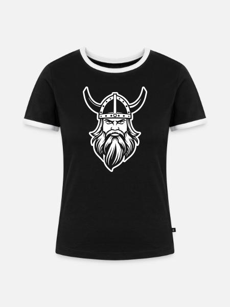 Wikinger Kopf Krieger Valhalla Odin - Frauen Kontrast-T-Shirt - Schwarz/Weiß