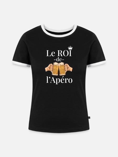 König des Aperitif Lustiges Aperitif-Geschenk - Frauen Kontrast-T-Shirt - Schwarz/Weiß